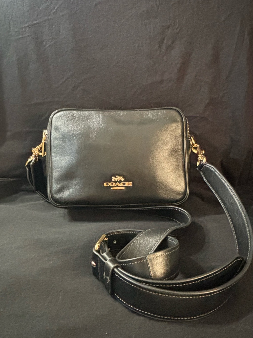Coach Black Leather Camera Crossbody with Gold Hardware - Picture 2 of 5